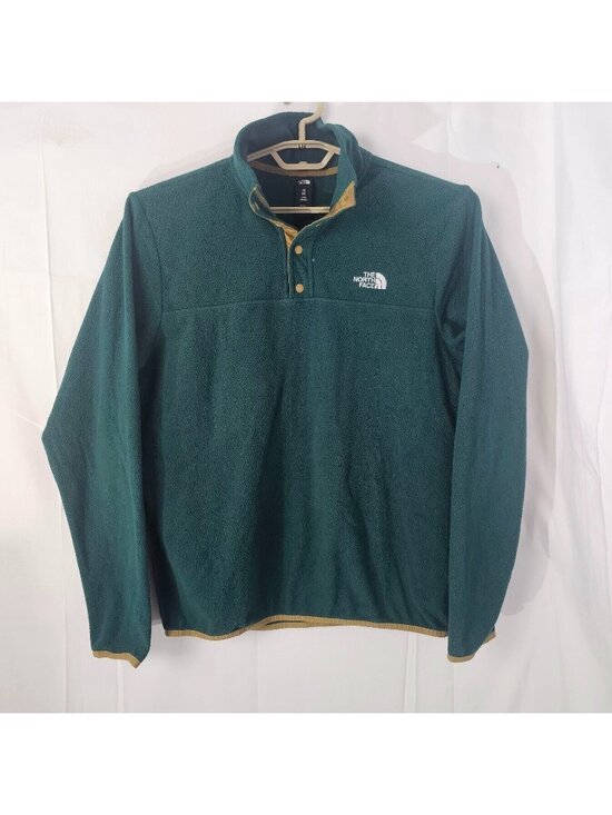 The North Face Other - North Face Fleece Sweatshirt Mens M Green 1/4 Button Pullover Sweater Outdoor
